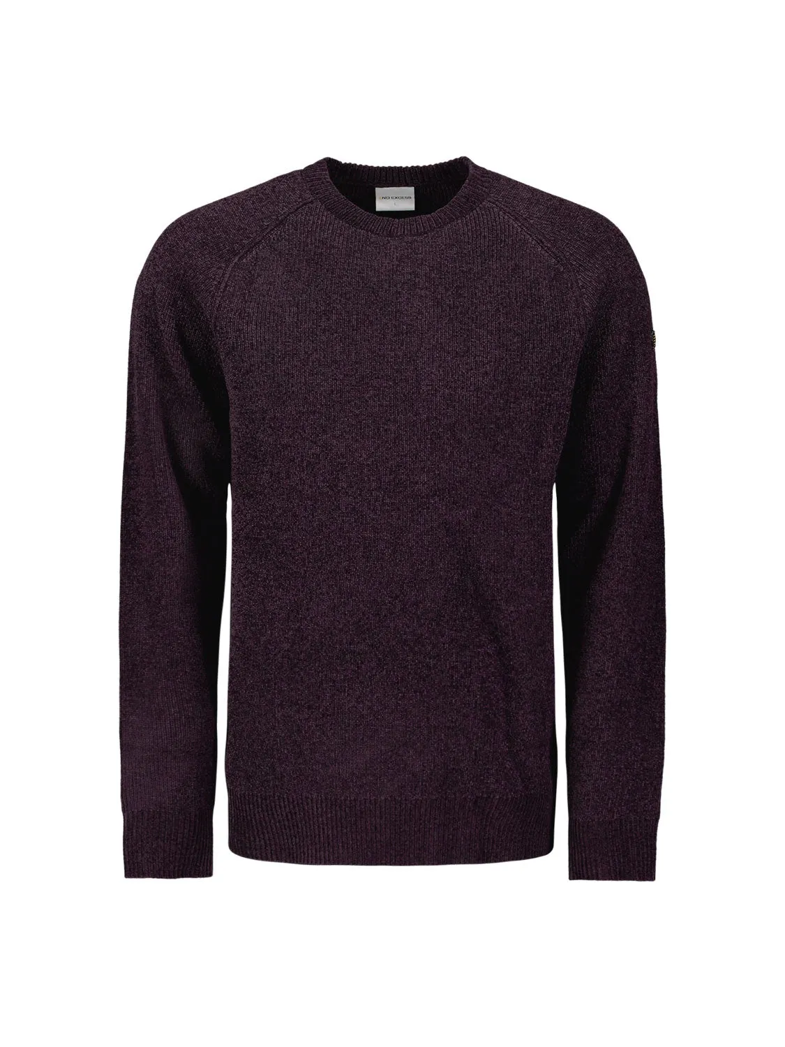 Round Neck Sweater in Two-Tone Chenille: Luxury and Comfort Combined | Aubergine