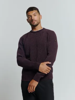 Round Neck Sweater in Two-Tone Chenille: Luxury and Comfort Combined | Aubergine