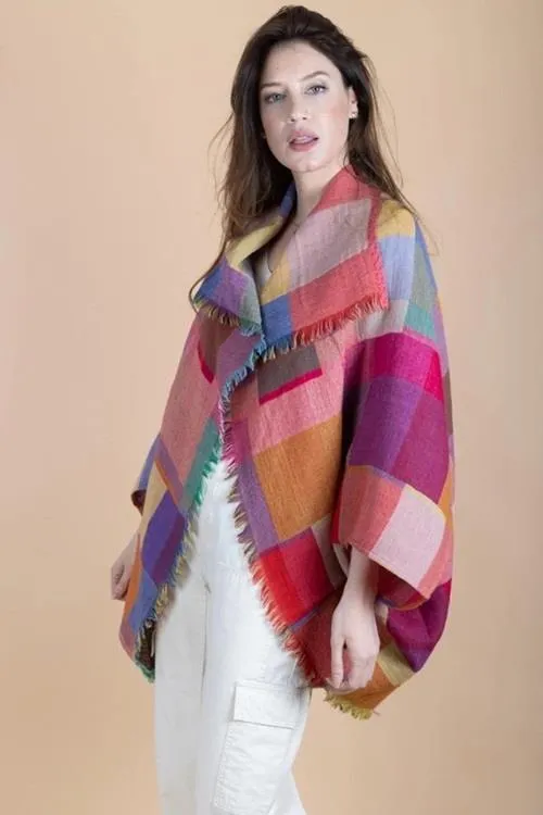 Saachi Plaid Poncho #807398