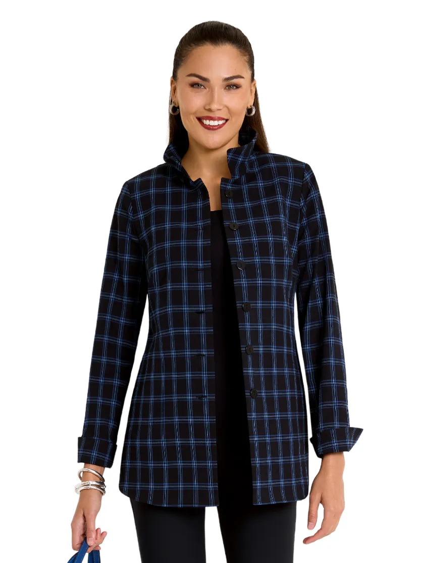 Seersucker Plaid Long Shirt Tunic