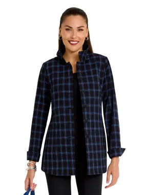 Seersucker Plaid Long Shirt Tunic