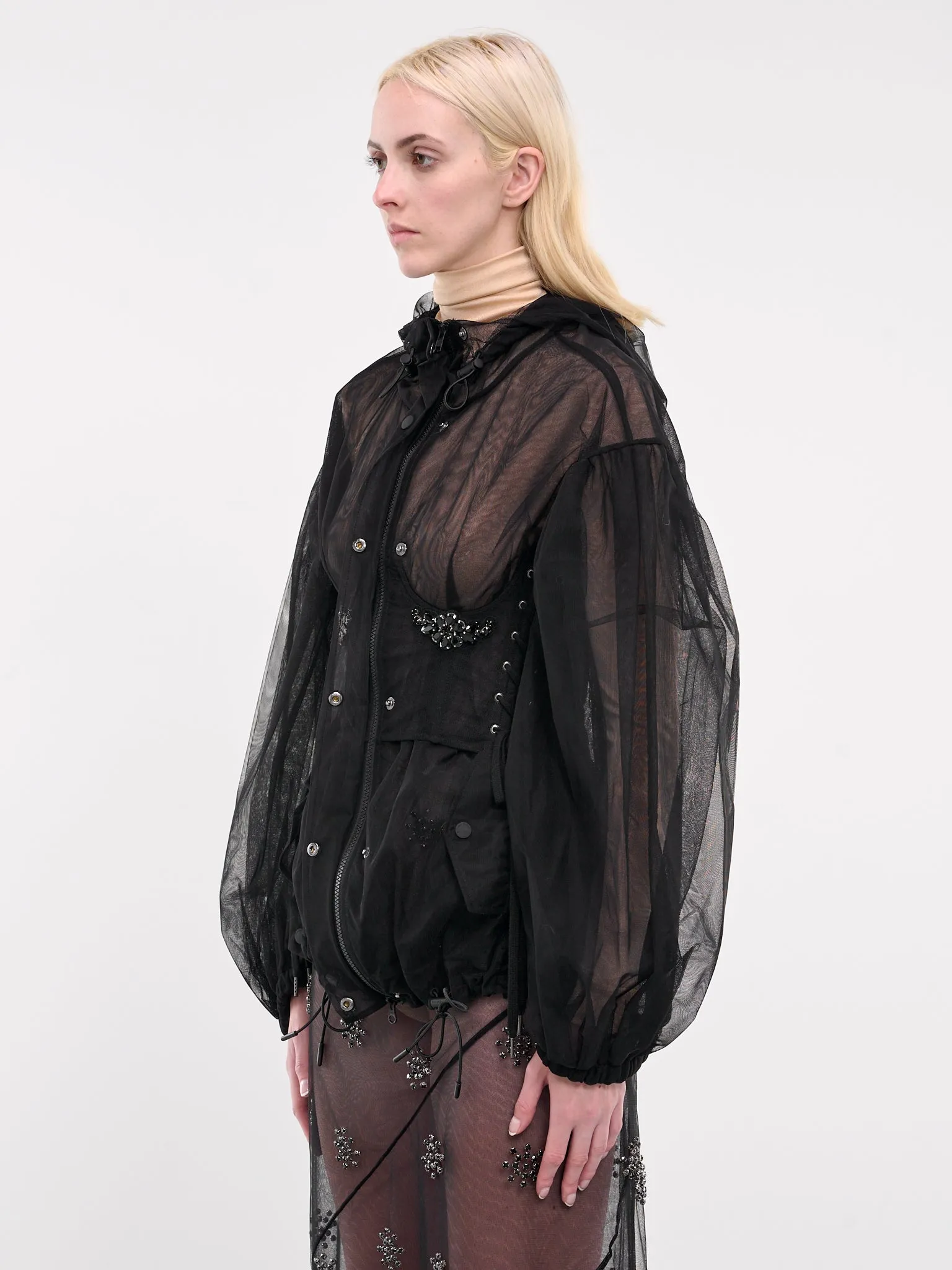 Sheer Corset Parka Jacket (6110B-0069-BLACK-JET)