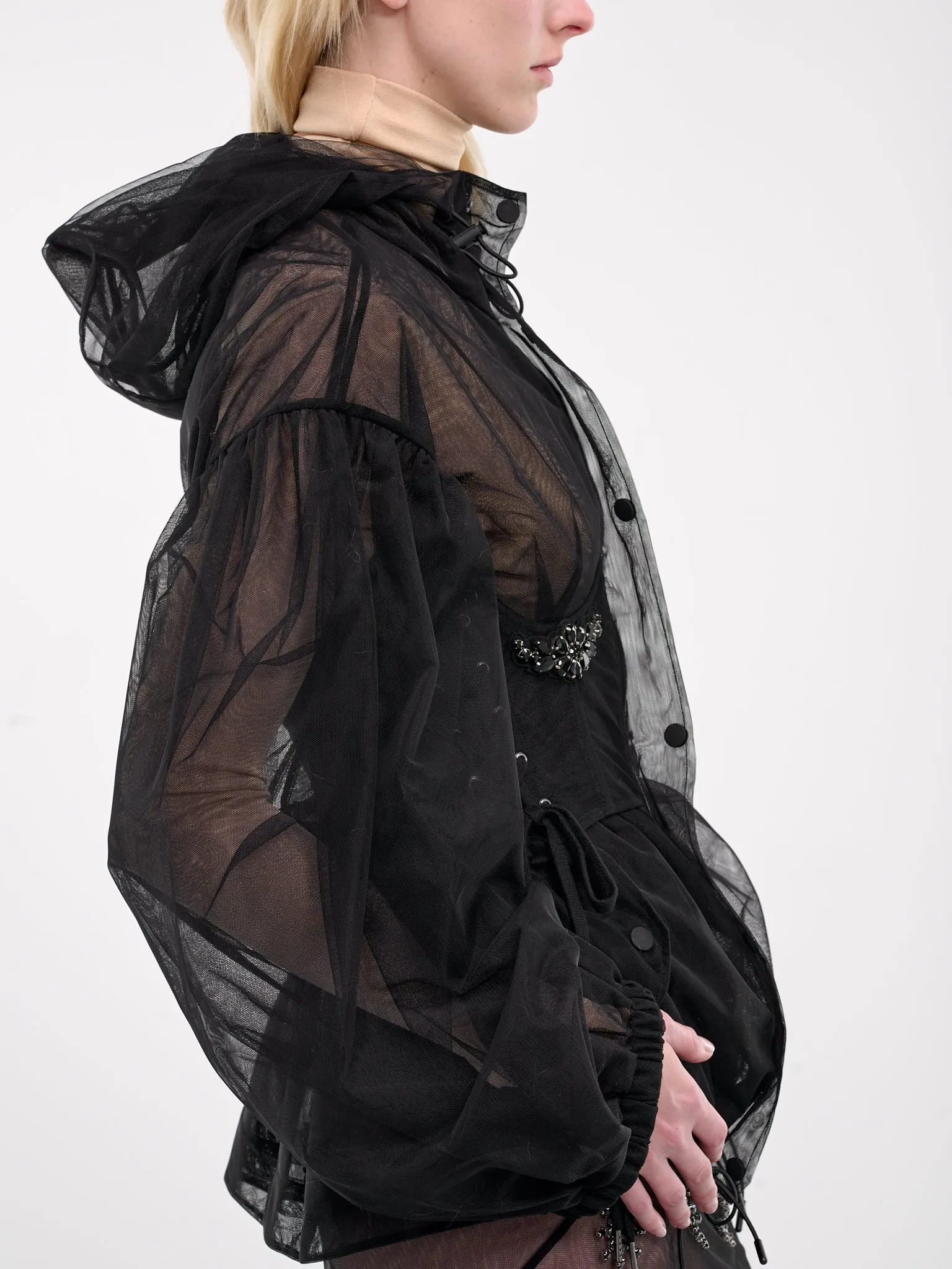 Sheer Corset Parka Jacket (6110B-0069-BLACK-JET)