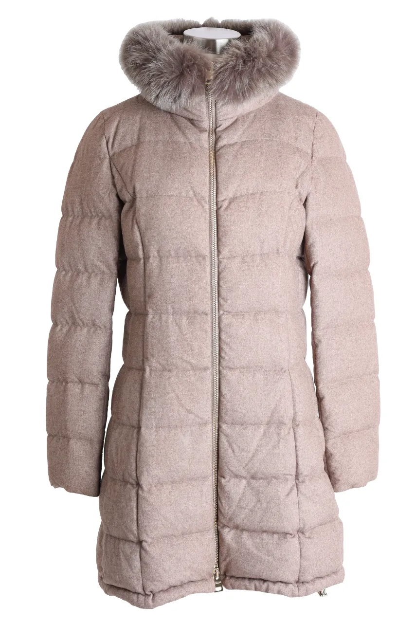 Silk-Cashmere Down Parka W/ Fur Trim