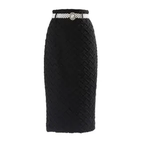 Solid Minimalist Spliced Belt Skirt For Women High Waist Patchwork Zipper Elegant Slimming Skirt Female Fashion New