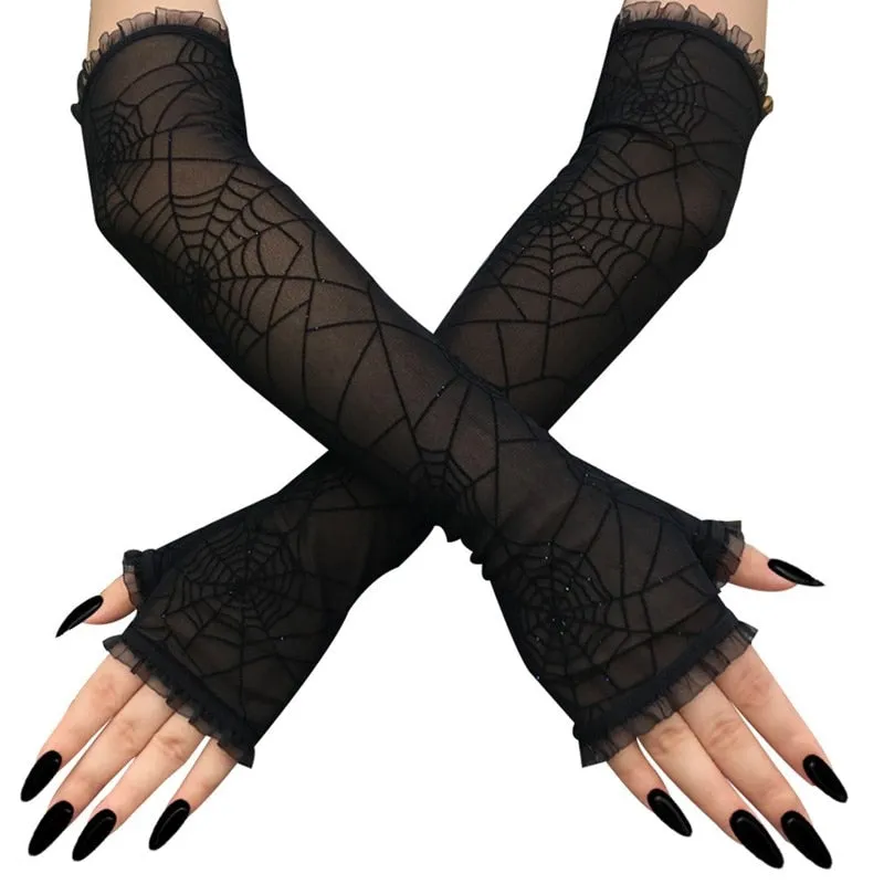 Spider Web Lolita Gloves