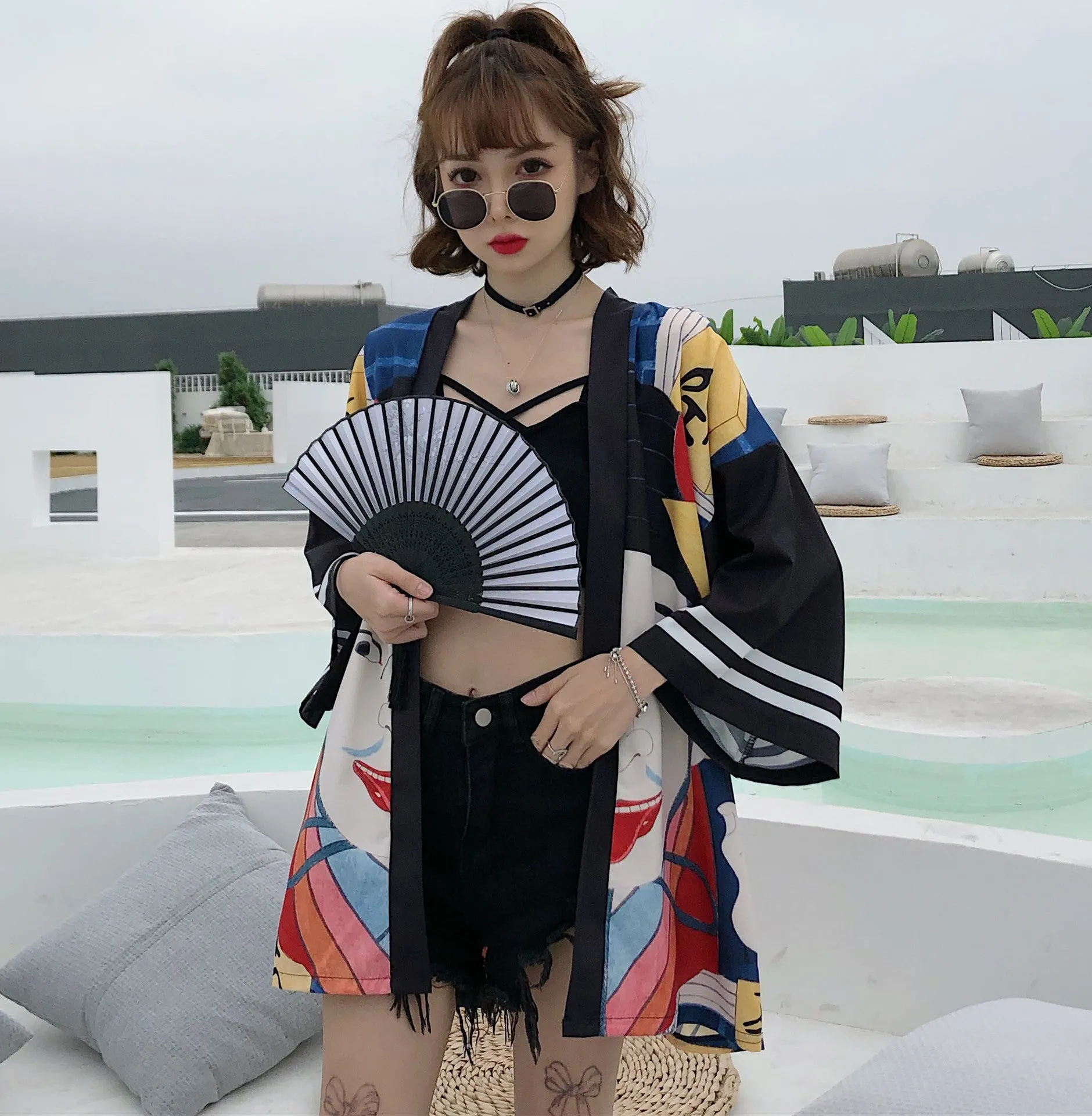 Summer New Chinese Style Personality Ins Exaggerated Pattern Sunscreen Clothing Loose Cardigan Kimono Men And Women Jackets