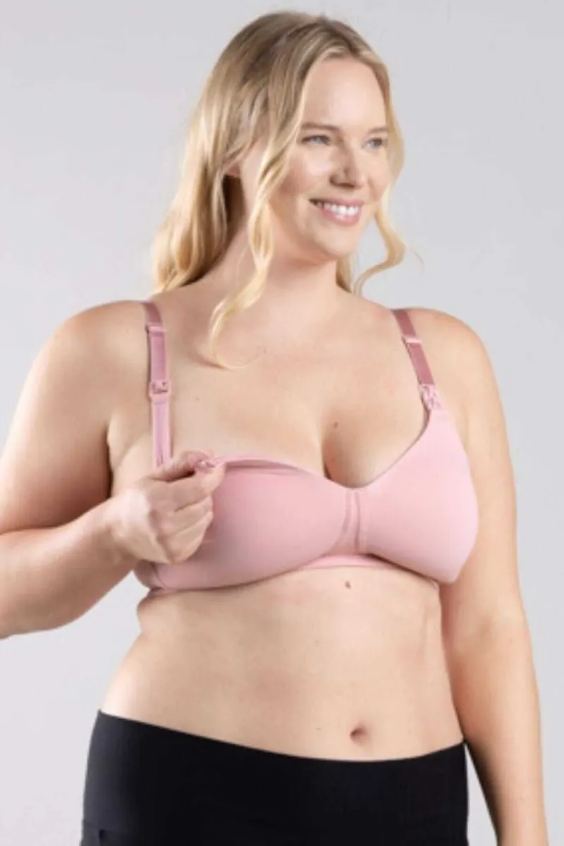 SuperMom™ Fixed Padding Nursing And Pumping T-Shirt Bra | Rose Pink