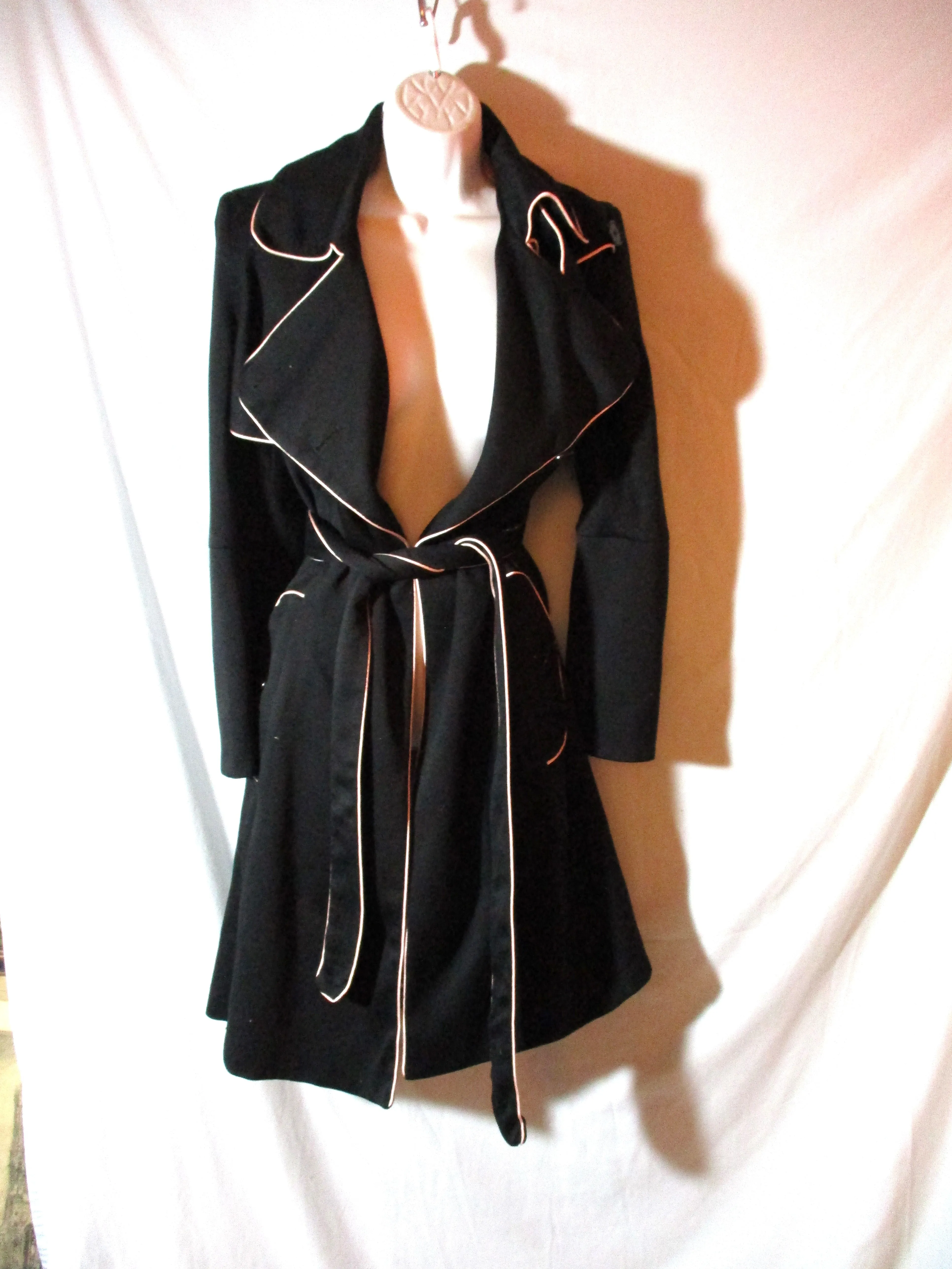 TEMPERLEY LONDON ENGLAND Belted Trench Coat jacket 4 BLACK