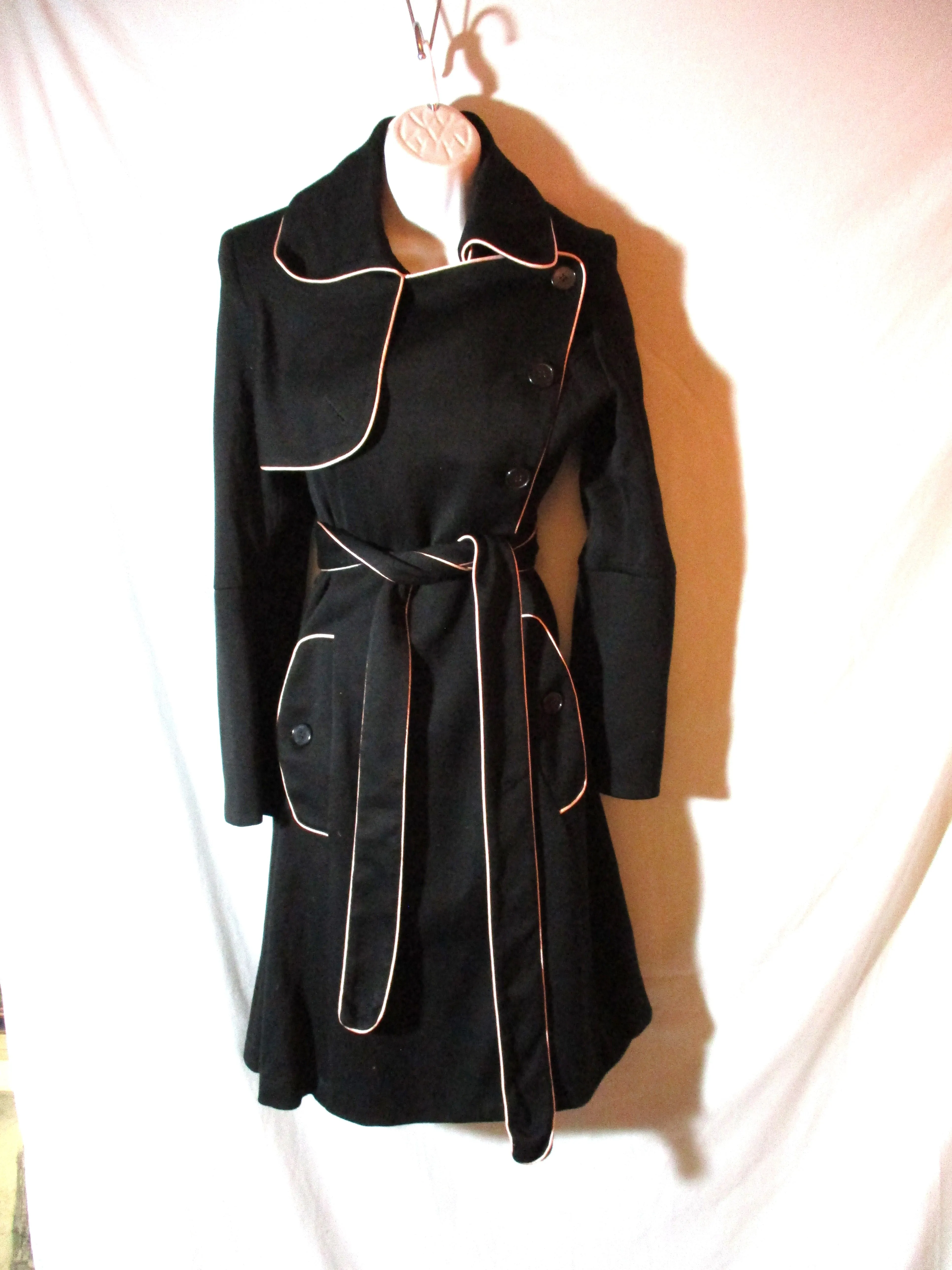 TEMPERLEY LONDON ENGLAND Belted Trench Coat jacket 4 BLACK