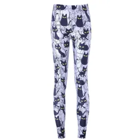 THE PERSONAL BLACK CATS PRINT LEGGINGS