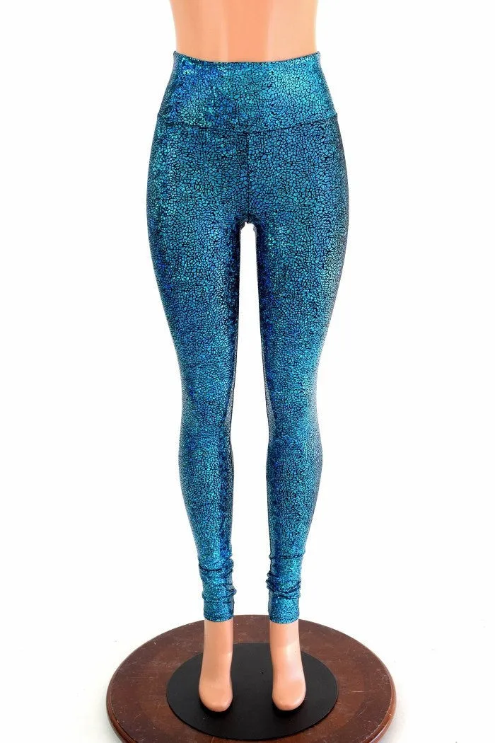 Turquoise Shattered Glass Leggings