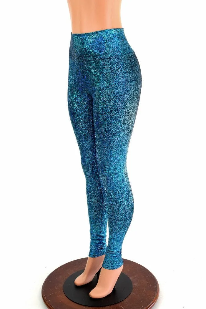 Turquoise Shattered Glass Leggings