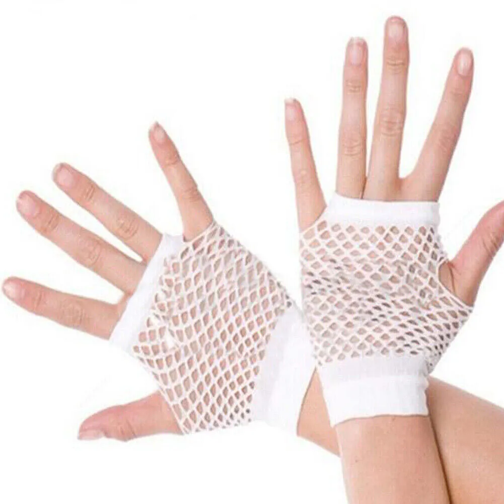 US 2~4 Pairs Women Short Fishnet Glove Sexy Gothic Party Mesh Fingerless Gloves