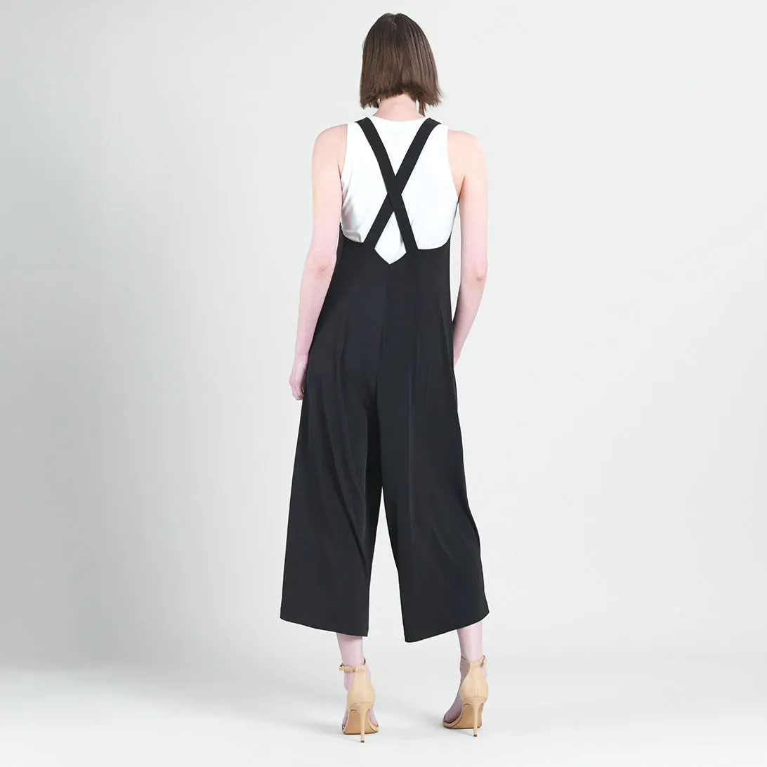 V-Neck Cross Back Jumpsuit - Black