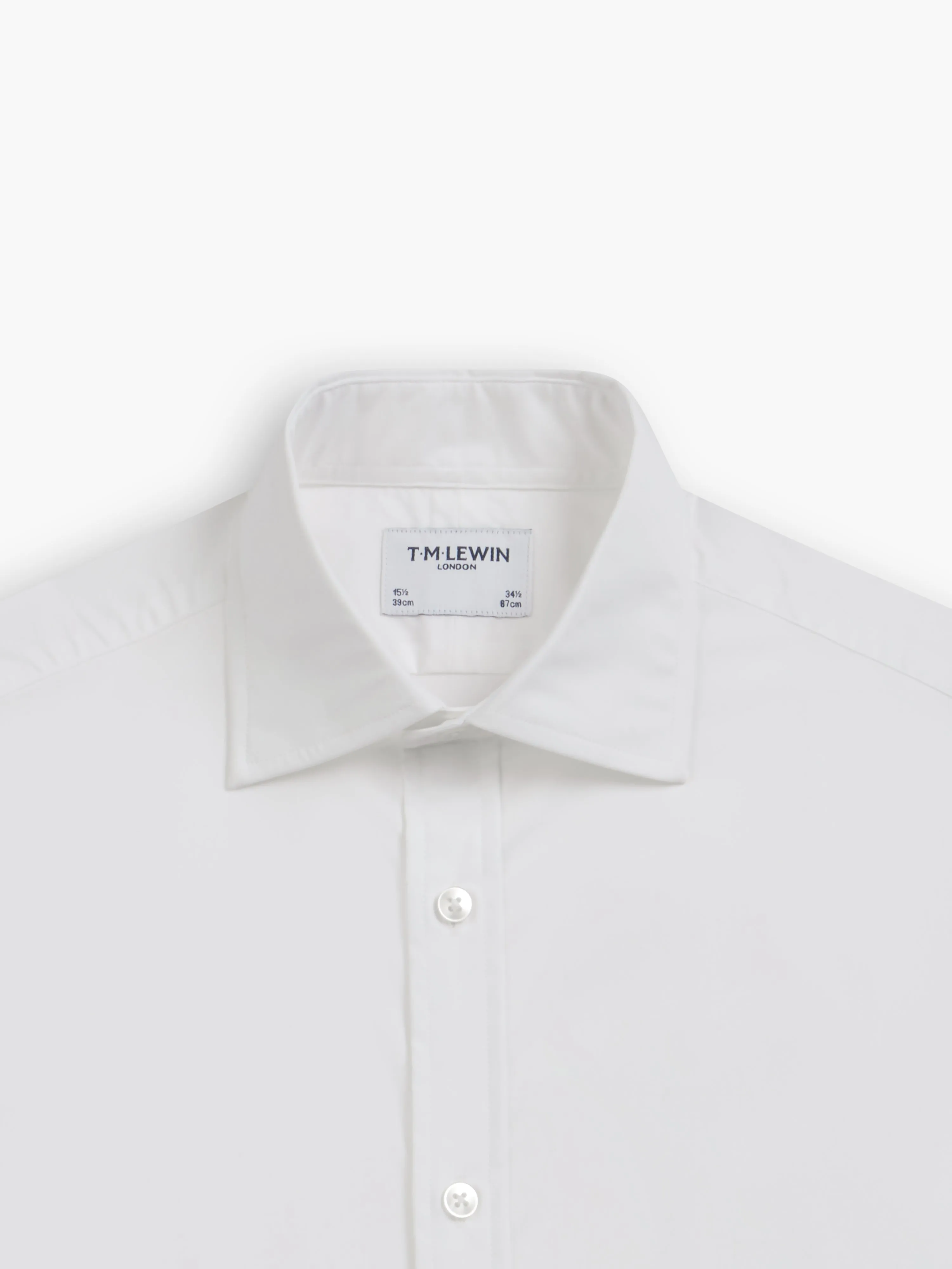 White Poplin Stretch Regular Fit Single Cuff Classic Collar Shirt