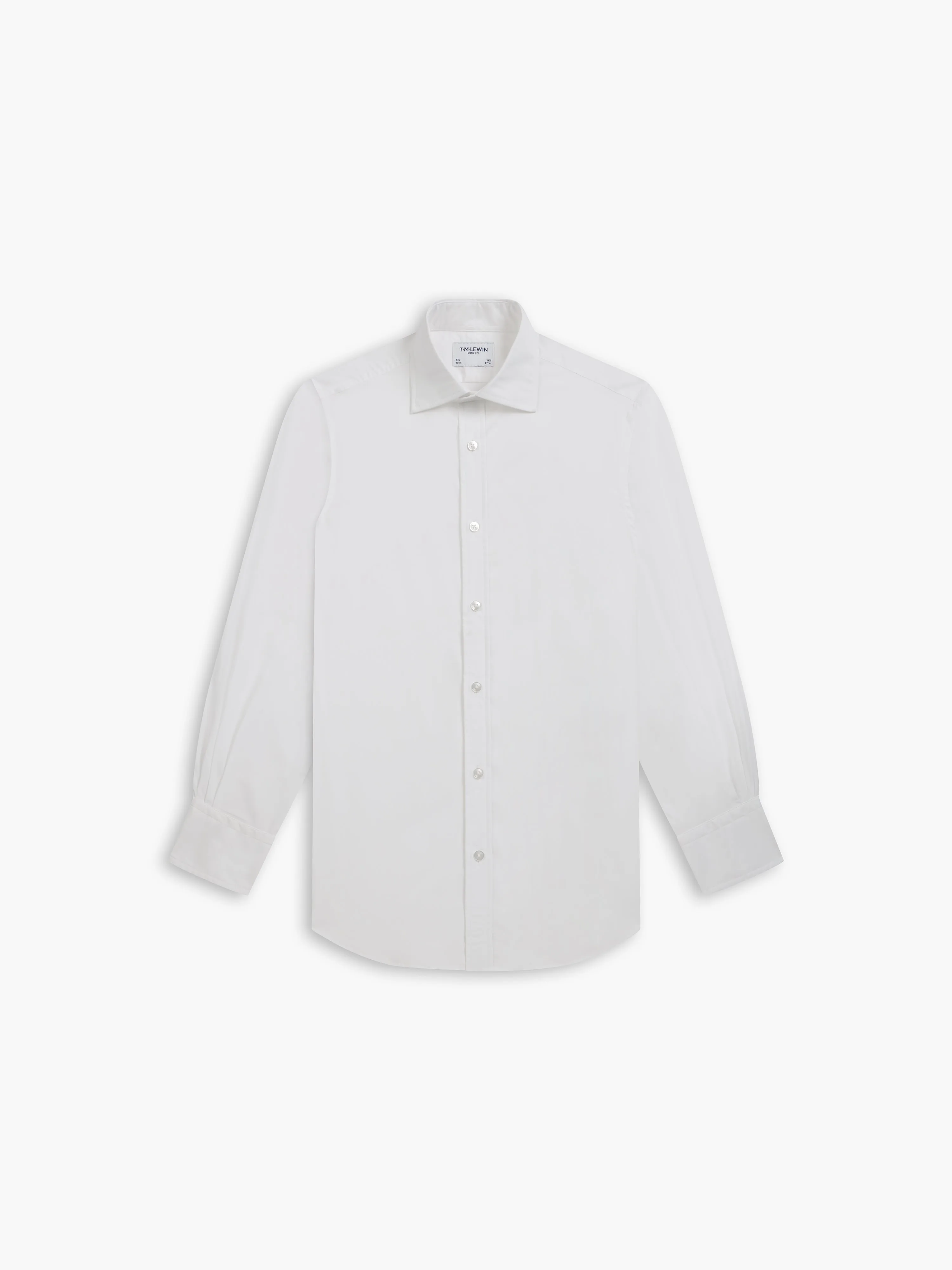 White Poplin Stretch Regular Fit Single Cuff Classic Collar Shirt