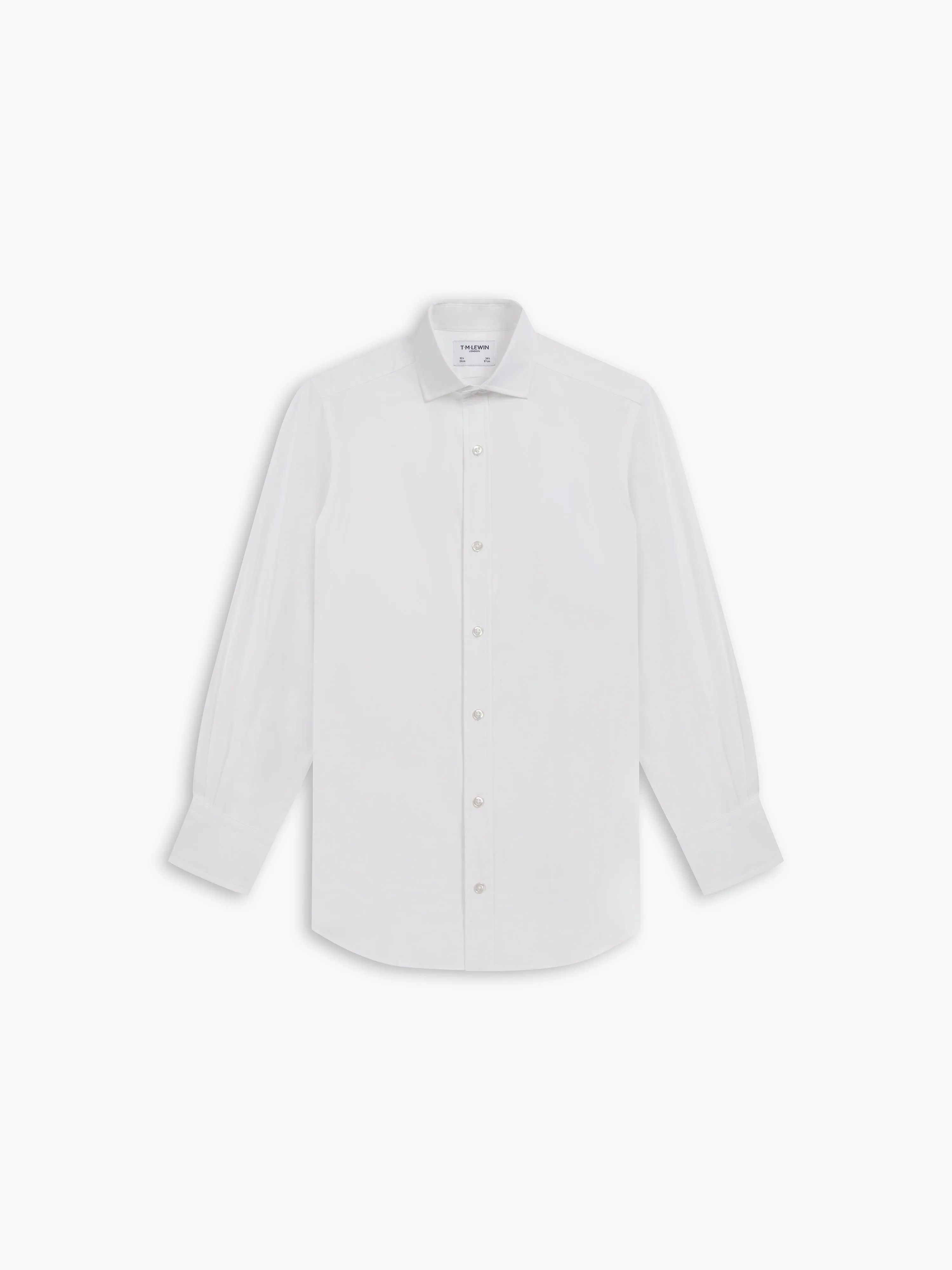 White Poplin Stretch Slim Fit Single Cuff Shirt