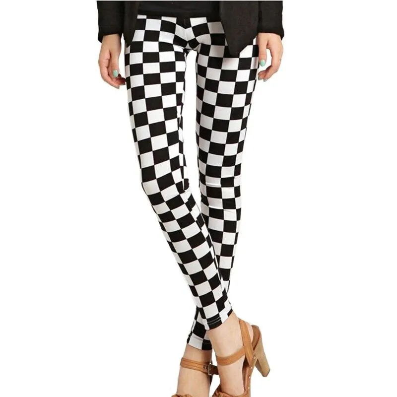 Women Plaid  Floral Stripe Trouser High Waist Pants