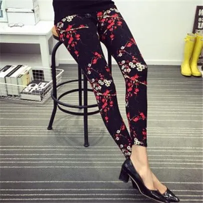 Women Plaid  Floral Stripe Trouser High Waist Pants