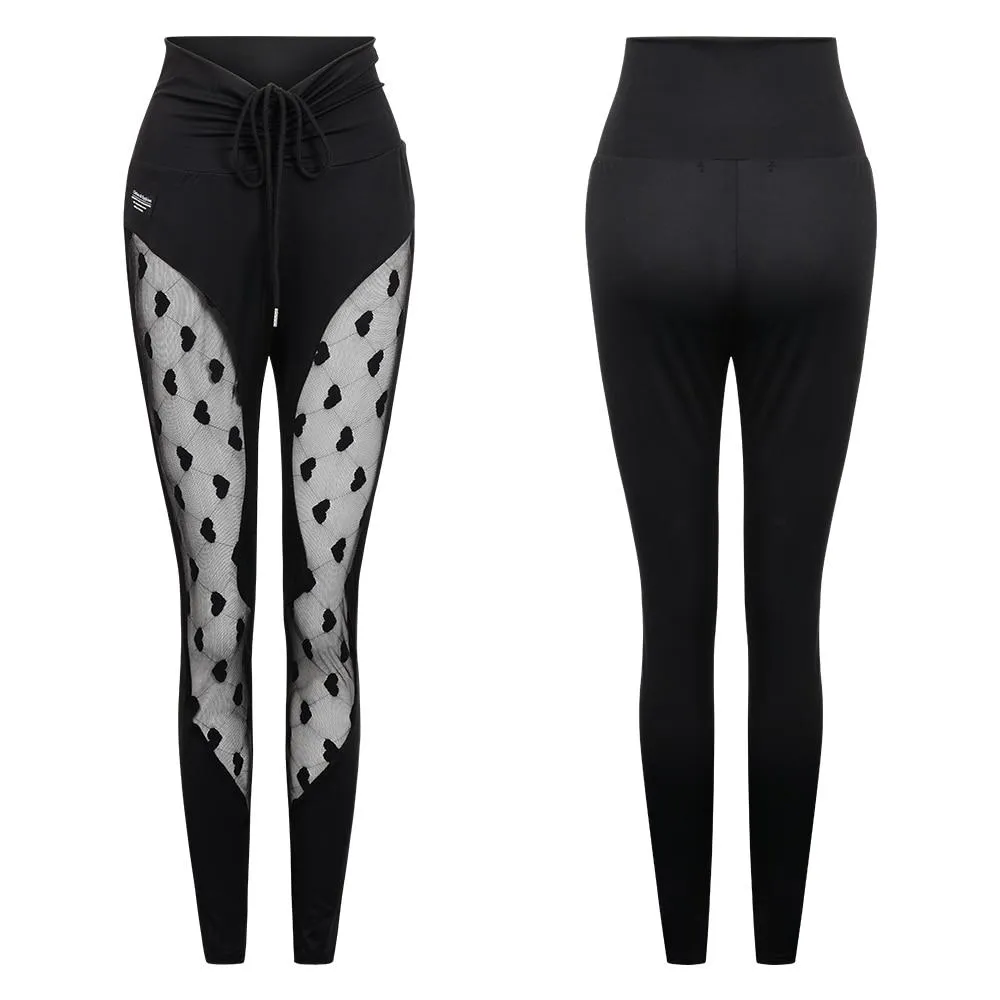 Women Stretchy Hip Up Woven Lace Heart Printed design Slim leggings Joggers