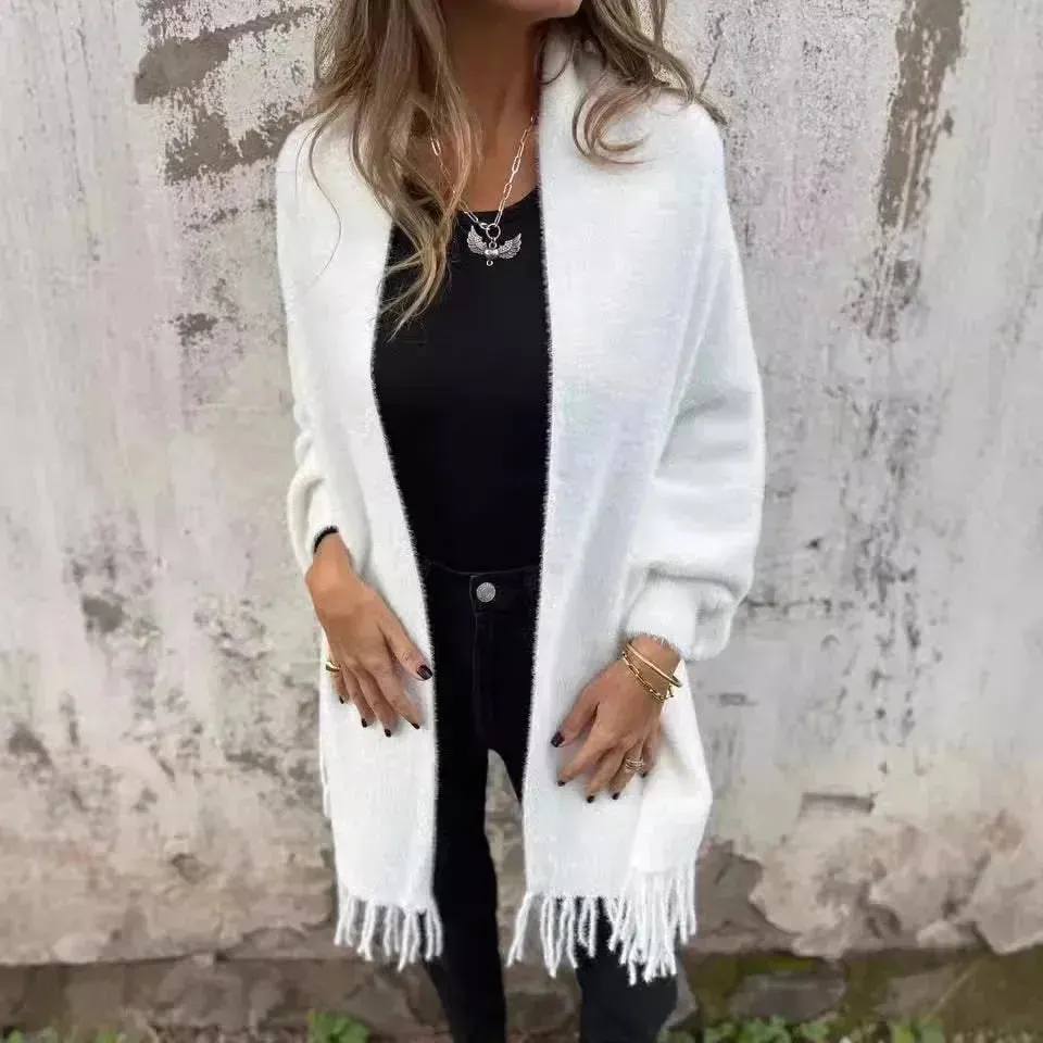 Women's  Cashmere Tassel Knitted Batwing Sleeve Kimono Cardigan Jacket Outwear