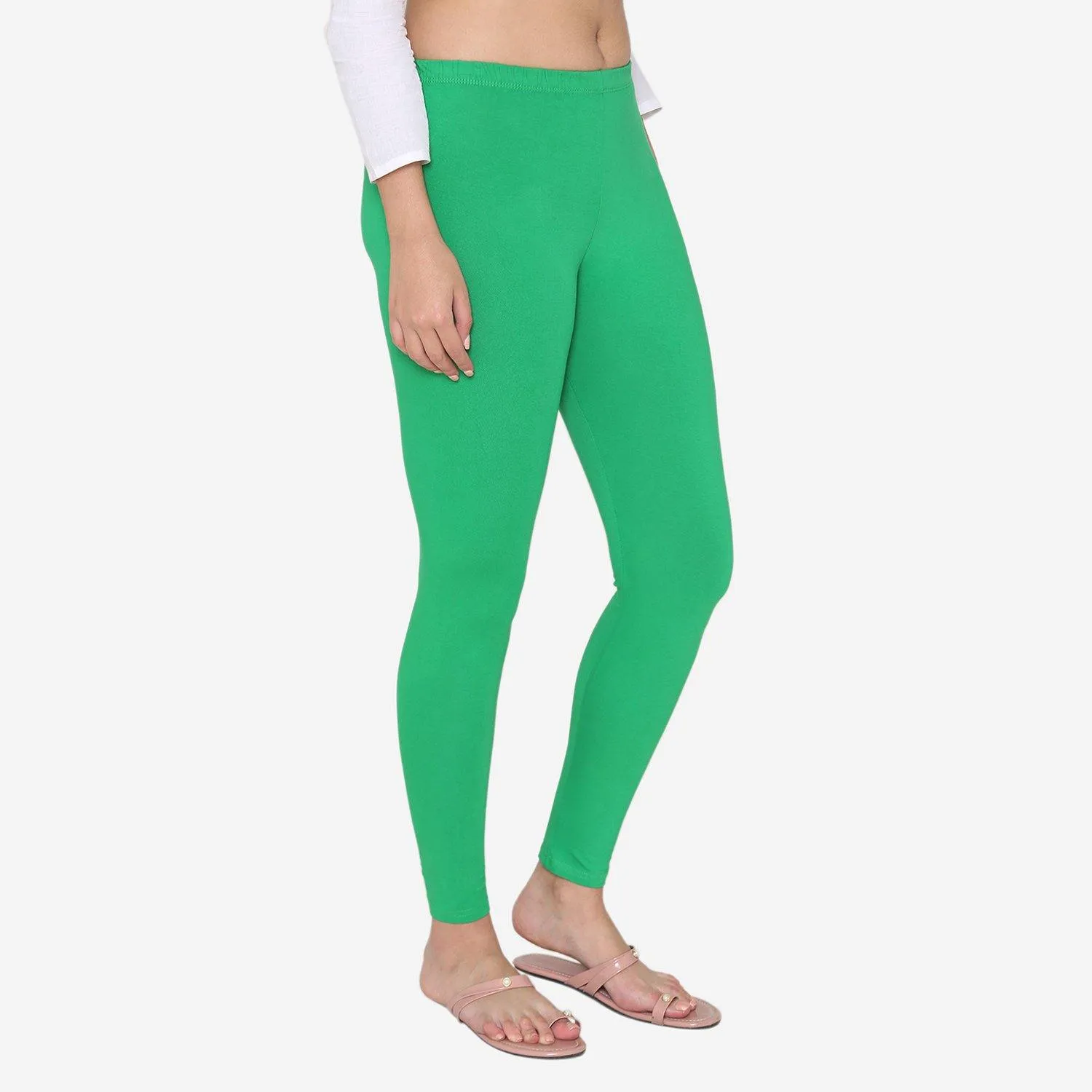 Women's Cotton Ankle leggings (Free Size) -  Parsley Green