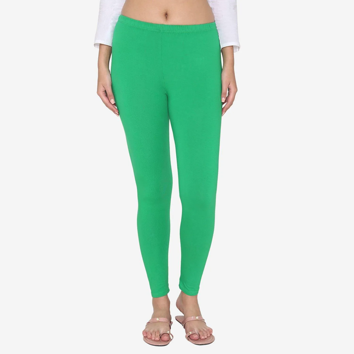 Women's Cotton Ankle leggings (Free Size) -  Parsley Green