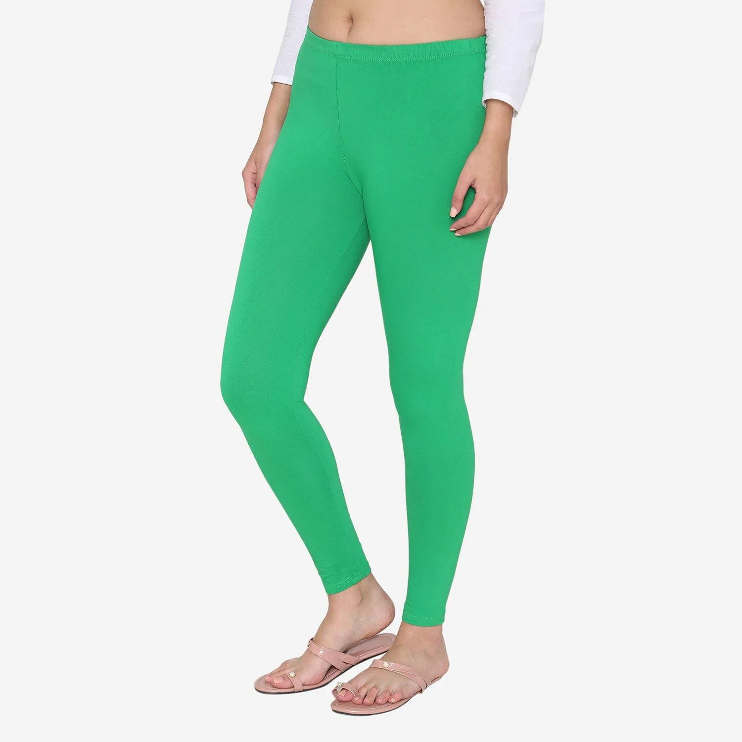 Women's Cotton Ankle leggings (Free Size) -  Parsley Green