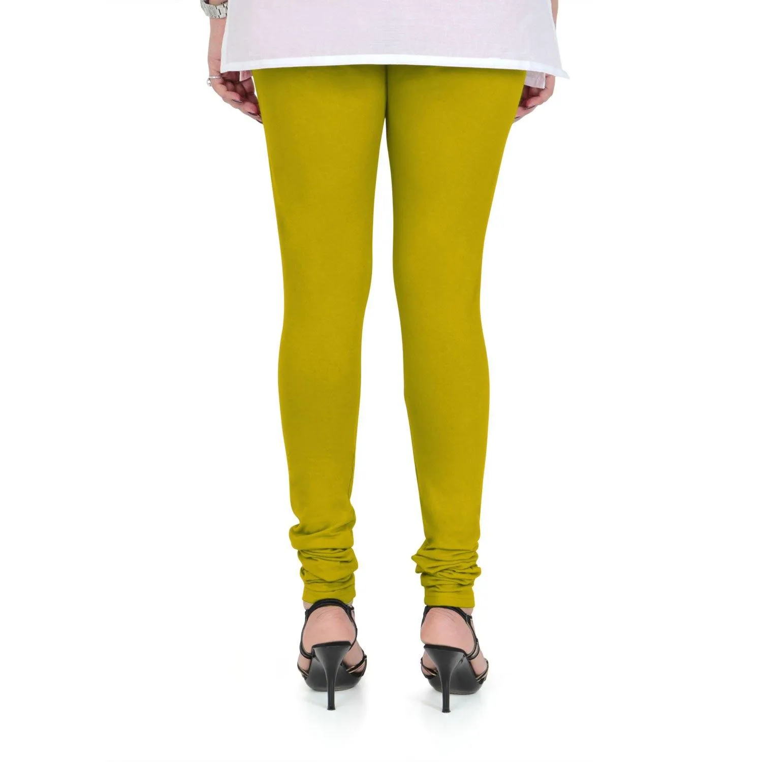 Women's Cotton Churidar Leggings (Free Size) - Golden Palm