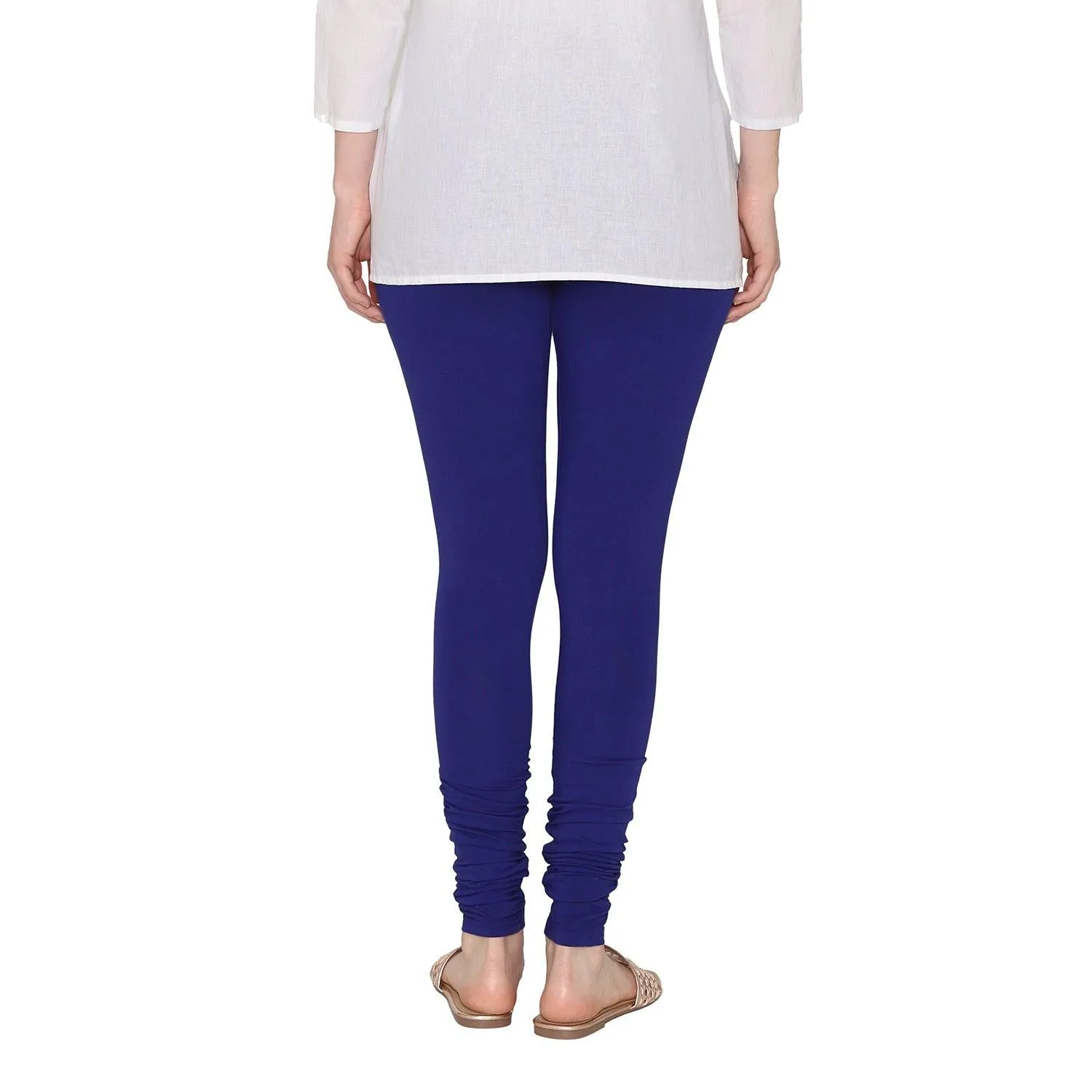 Women's Cotton Churidar Leggings (Free Size) - Ink Blue