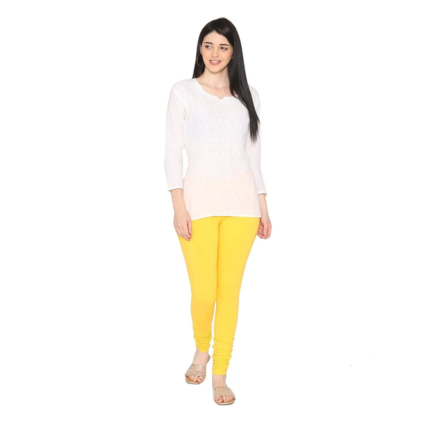 Women's Cotton Churidar leggings (Free Size) - Sun Flower