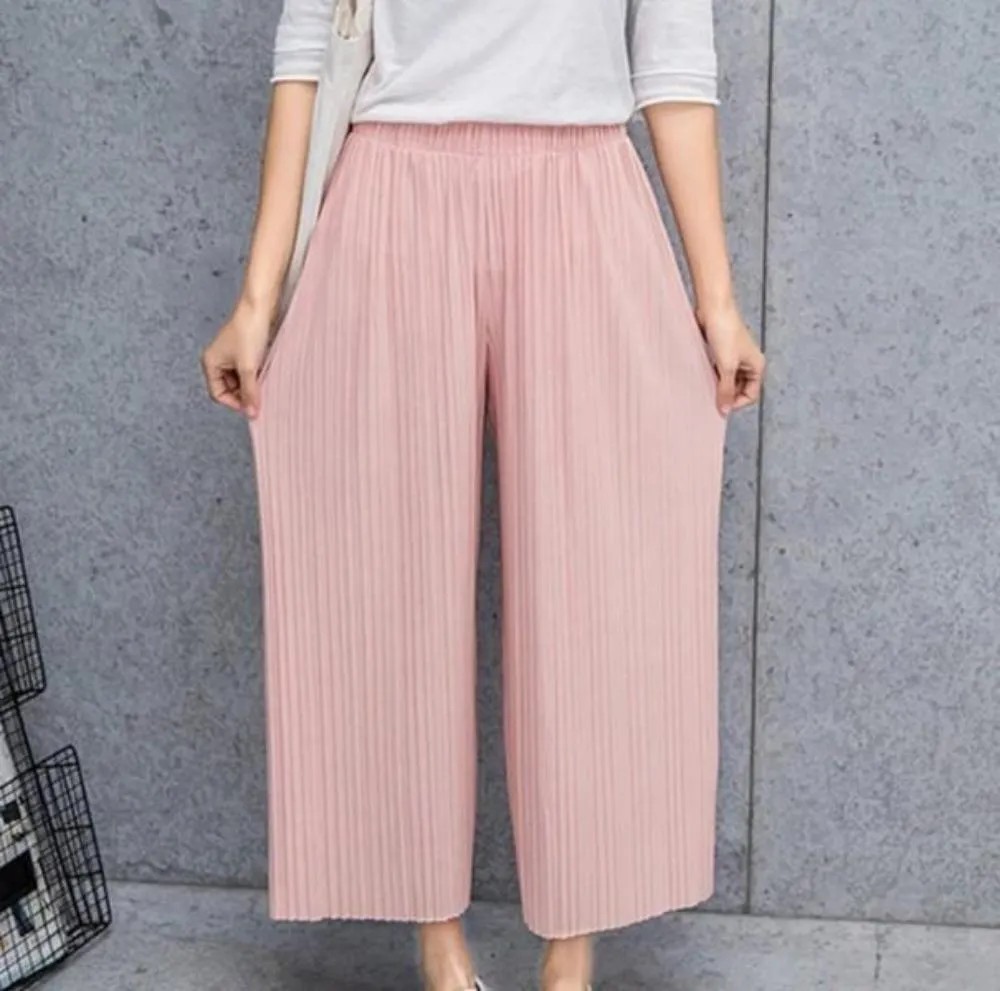 Womens Flowy Chiffon Wide Leg Pants