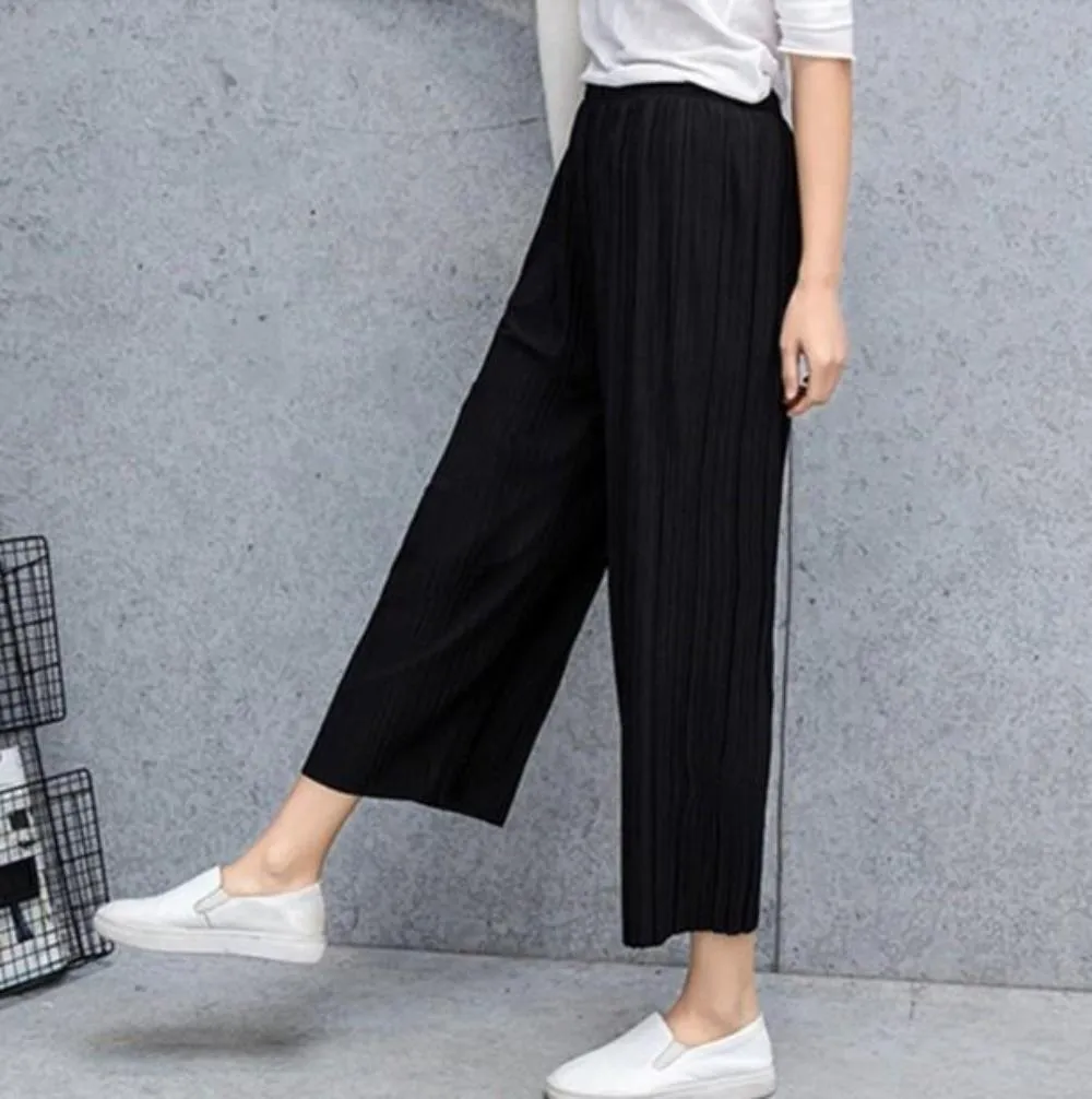 Womens Flowy Chiffon Wide Leg Pants